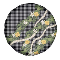 Aloha Puakenikeni Anthurium Pikake Lei Spare Tire Cover Black Hawaiian Palaka Pattern