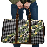 Aloha Puakenikeni Anthurium Pikake Lei Travel Bag Black Hawaiian Palaka Pattern
