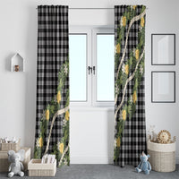 Aloha Puakenikeni Anthurium Pikake Lei Window Curtain Black Hawaiian Palaka Pattern LT9 - Polynesian Pride