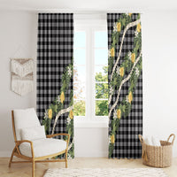 Aloha Puakenikeni Anthurium Pikake Lei Window Curtain Black Hawaiian Palaka Pattern LT9 - Polynesian Pride