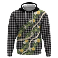Aloha Puakenikeni Anthurium Pikake Lei Zip Hoodie Black Hawaiian Palaka Pattern LT9 Pullover Hoodie Black - Polynesian Pride