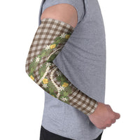 Aloha Puakenikeni Anthurium Pikake Lei Arm Sleeves Chocolate Hawaiian Palaka Pattern LT9 - Polynesian Pride