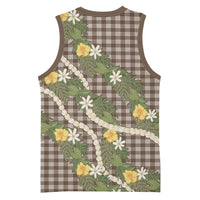 Aloha Puakenikeni Anthurium Pikake Lei Basketball Jersey Chocolate Hawaiian Palaka Pattern