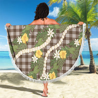 Aloha Puakenikeni Anthurium Pikake Lei Beach Blanket Chocolate Hawaiian Palaka Pattern LT9 - Polynesian Pride