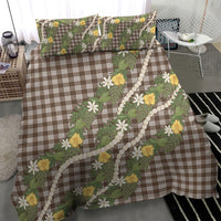 Aloha Puakenikeni Anthurium Pikake Lei Bedding Set Chocolate Hawaiian Palaka Pattern