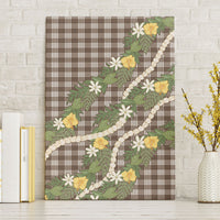 Aloha Puakenikeni Anthurium Pikake Lei Canvas Wall Art Chocolate Hawaiian Palaka Pattern LT9 Without Frame Chocolate - Polynesian Pride