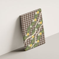 Aloha Puakenikeni Anthurium Pikake Lei Canvas Wall Art Chocolate Hawaiian Palaka Pattern LT9 - Polynesian Pride