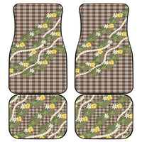 Aloha Puakenikeni Anthurium Pikake Lei Car Mats Chocolate Hawaiian Palaka Pattern LT9 - Polynesian Pride