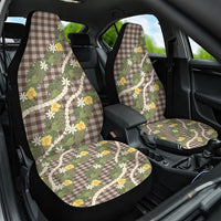 Aloha Puakenikeni Anthurium Pikake Lei Car Seat Cover Chocolate Hawaiian Palaka Pattern