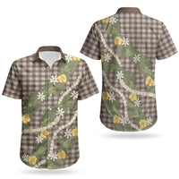 Aloha Puakenikeni Anthurium Pikake Lei Couples Matching Off Shoulder Maxi Dress and Hawaiian Shirt Chocolate Hawaiian Palaka Pattern LT9 - Polynesian Pride