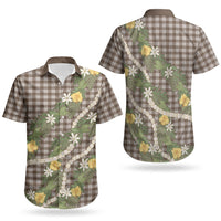 Aloha Puakenikeni Anthurium Pikake Lei Couples Matching Puletasi and Hawaiian Shirt Chocolate Hawaiian Palaka Pattern LT9 - Polynesian Pride