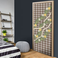 Aloha Puakenikeni Anthurium Pikake Lei Door Cover Chocolate Hawaiian Palaka Pattern