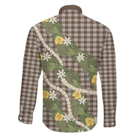 Aloha Puakenikeni Anthurium Pikake Lei Family Matching Off Shoulder Maxi Dress and Hawaiian Shirt Chocolate Hawaiian Palaka Pattern LT9 Son's Shirt Chocolate - Polynesian Pride