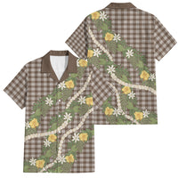 Aloha Puakenikeni Anthurium Pikake Lei Family Matching Off Shoulder Short Dress and Hawaiian Shirt Chocolate Hawaiian Palaka Pattern LT9 Dad's Shirt - Short Sleeve Chocolate - Polynesian Pride