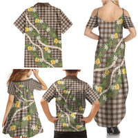 Aloha Puakenikeni Anthurium Pikake Lei Family Matching Summer Maxi Dress and Hawaiian Shirt Chocolate Hawaiian Palaka Pattern LT9 Mom's Dress Chocolate - Polynesian Pride