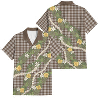 Aloha Puakenikeni Anthurium Pikake Lei Family Matching Summer Maxi Dress and Hawaiian Shirt Chocolate Hawaiian Palaka Pattern LT9 Dad's Shirt - Short Sleeve Chocolate - Polynesian Pride
