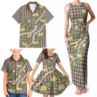 Aloha Puakenikeni Anthurium Pikake Lei Family Matching Tank Maxi Dress and Hawaiian Shirt Chocolate Hawaiian Palaka Pattern LT9 - Polynesian Pride
