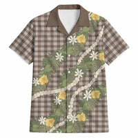 Aloha Puakenikeni Anthurium Pikake Lei Hawaiian Shirt Chocolate Hawaiian Palaka Pattern LT9 Chocolate - Polynesian Pride