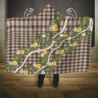 Aloha Puakenikeni Anthurium Pikake Lei Hooded Blanket Chocolate Hawaiian Palaka Pattern LT9 - Polynesian Pride