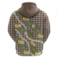 Aloha Puakenikeni Anthurium Pikake Lei Hoodie Chocolate Hawaiian Palaka Pattern LT9 - Polynesian Pride