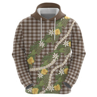 Aloha Puakenikeni Anthurium Pikake Lei Hoodie Chocolate Hawaiian Palaka Pattern LT9 - Polynesian Pride