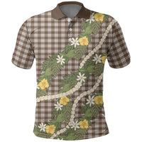 Aloha Puakenikeni Anthurium Pikake Lei Polo Shirt Chocolate Hawaiian Palaka Pattern LT9 Chocolate - Polynesian Pride