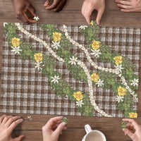 Aloha Puakenikeni Anthurium Pikake Lei Puzzle Chocolate Hawaiian Palaka Pattern