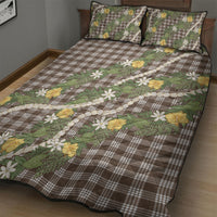 Aloha Puakenikeni Anthurium Pikake Lei Quilt Bed Set Chocolate Hawaiian Palaka Pattern LT9 - Polynesian Pride