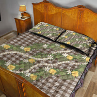 Aloha Puakenikeni Anthurium Pikake Lei Quilt Bed Set Chocolate Hawaiian Palaka Pattern LT9 - Polynesian Pride
