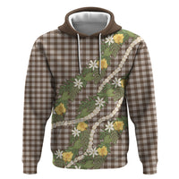 Aloha Puakenikeni Anthurium Pikake Lei Zip Hoodie Chocolate Hawaiian Palaka Pattern LT9 Pullover Hoodie Chocolate - Polynesian Pride