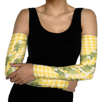 Aloha Puakenikeni Anthurium Pikake Lei Arm Sleeves Gold Hawaiian Palaka Pattern LT9 - Polynesian Pride