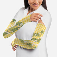 Aloha Puakenikeni Anthurium Pikake Lei Arm Sleeves Gold Hawaiian Palaka Pattern LT9 - Polynesian Pride