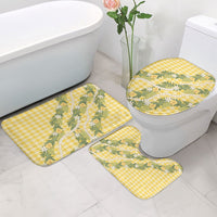 Aloha Puakenikeni Anthurium Pikake Lei Bathroom Set Gold Hawaiian Palaka Pattern