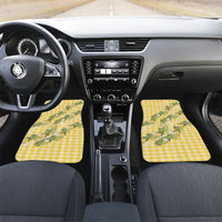 Aloha Puakenikeni Anthurium Pikake Lei Car Mats Gold Hawaiian Palaka Pattern LT9 Set 2pcs - Front Gold - Polynesian Pride