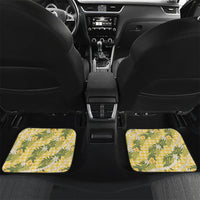 Aloha Puakenikeni Anthurium Pikake Lei Car Mats Gold Hawaiian Palaka Pattern LT9 Set 2pcs - Back Gold - Polynesian Pride