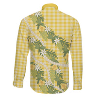 Aloha Puakenikeni Anthurium Pikake Lei Family Matching Tank Maxi Dress and Hawaiian Shirt Gold Hawaiian Palaka Pattern LT9 Son's Shirt Gold - Polynesian Pride