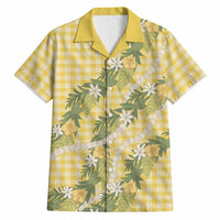 Aloha Puakenikeni Anthurium Pikake Lei Hawaiian Shirt Gold Hawaiian Palaka Pattern LT9 Gold - Polynesian Pride