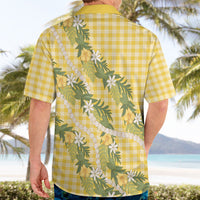 Aloha Puakenikeni Anthurium Pikake Lei Hawaiian Shirt Gold Hawaiian Palaka Pattern LT9 - Polynesian Pride