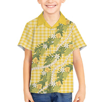 Aloha Puakenikeni Anthurium Pikake Lei Hawaiian Shirt Gold Hawaiian Palaka Pattern LT9 - Polynesian Pride