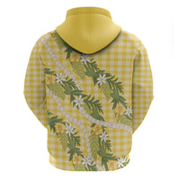 Aloha Puakenikeni Anthurium Pikake Lei Hoodie Gold Hawaiian Palaka Pattern LT9 - Polynesian Pride