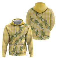 Aloha Puakenikeni Anthurium Pikake Lei Hoodie Gold Hawaiian Palaka Pattern LT9 - Polynesian Pride