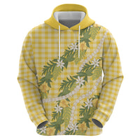 Aloha Puakenikeni Anthurium Pikake Lei Hoodie Gold Hawaiian Palaka Pattern LT9 - Polynesian Pride