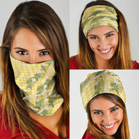 Aloha Puakenikeni Anthurium Pikake Lei Neck Gaiter Gold Hawaiian Palaka Pattern LT9 - Polynesian Pride