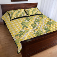 Aloha Puakenikeni Anthurium Pikake Lei Quilt Bed Set Gold Hawaiian Palaka Pattern LT9 - Polynesian Pride