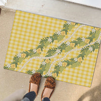 Aloha Puakenikeni Anthurium Pikake Lei Rubber Doormat Gold Hawaiian Palaka Pattern LT9 - Polynesian Pride