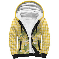 Aloha Puakenikeni Anthurium Pikake Lei Sherpa Hoodie Gold Hawaiian Palaka Pattern LT9 Unisex Gold - Polynesian Pride