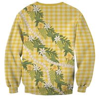 Aloha Puakenikeni Anthurium Pikake Lei Sweatshirt Gold Hawaiian Palaka Pattern