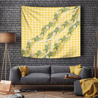 Aloha Puakenikeni Anthurium Pikake Lei Tapestry Gold Hawaiian Palaka Pattern LT9 Gold - Polynesian Pride
