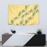 Aloha Puakenikeni Anthurium Pikake Lei Tapestry Gold Hawaiian Palaka Pattern LT9 - Polynesian Pride