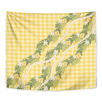 Aloha Puakenikeni Anthurium Pikake Lei Tapestry Gold Hawaiian Palaka Pattern LT9 - Polynesian Pride